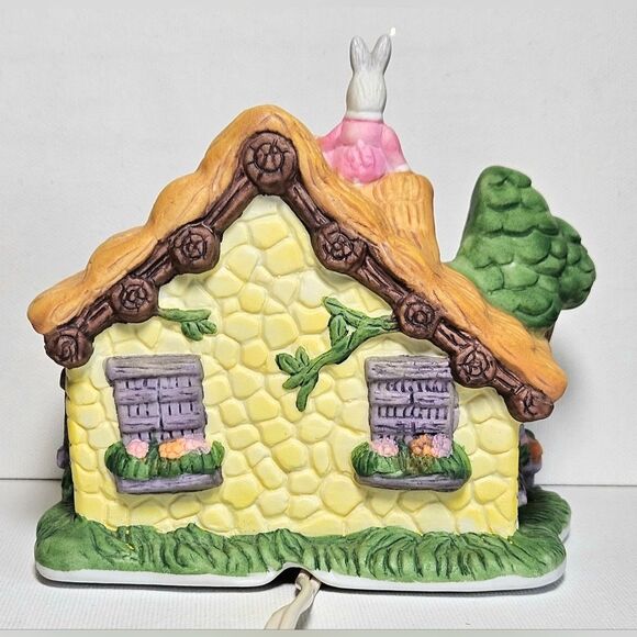Lighted Porcelain Bunny Country Cottage Home Decor - Picture 4 of 11